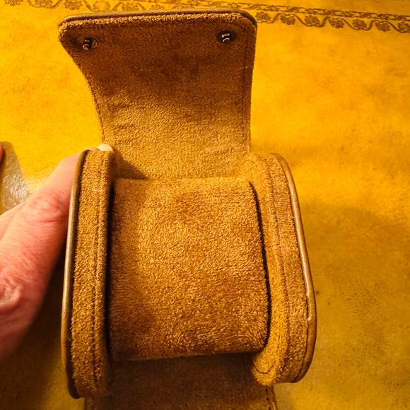 Leather Engraved Personalized Travel Brown Gold Watch Holder Case NEW in Box - Picture 4 of 7